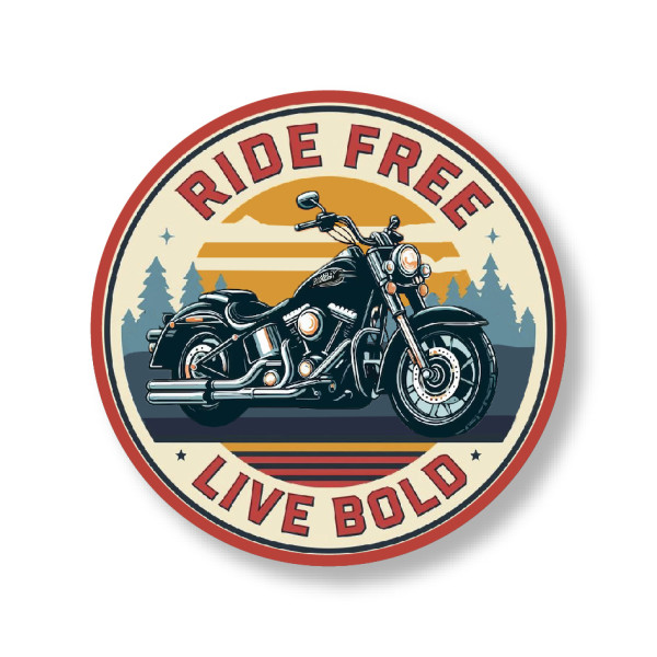 Ride Free Live Bold – Classic Motorcycle Round Pin Badge - Badge