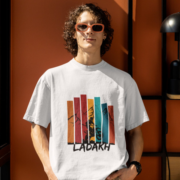 Ride the Heights Of Ladakh - Oversized White T-Shirt - Small