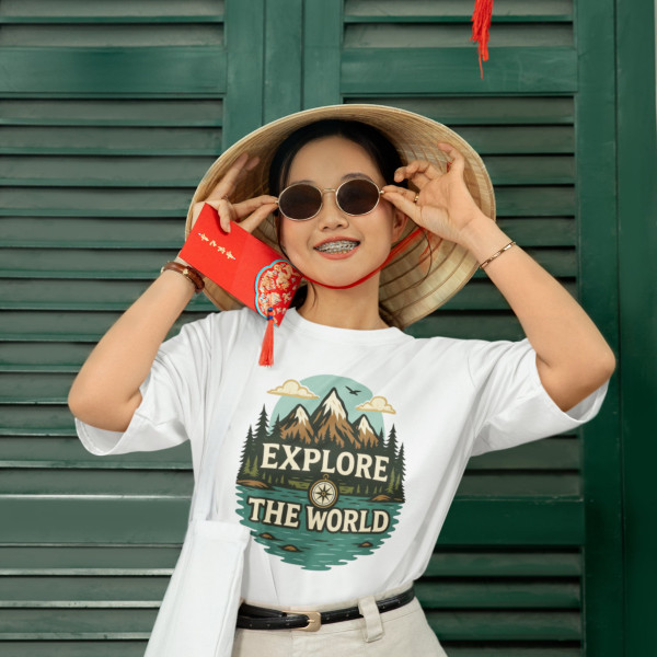 Explore the World-Travel Oversized White T-Shirt - Large